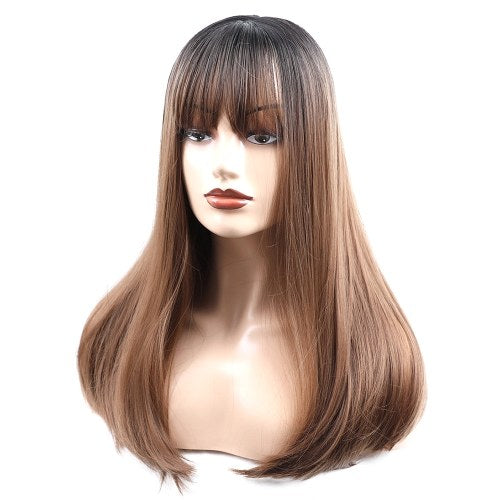 20 Inches Hair Wig Long Straight Silky Synthetic Heat Resistant Hair Wigs for Women