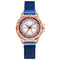 Crystal Flower Dial Face Women Watch Wristwatch with Magnet Strap Band