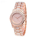 Crystal Starry Quartz Women Watch Fashionable Casual Alloy Skeleton Watch Wristwatch for Lady