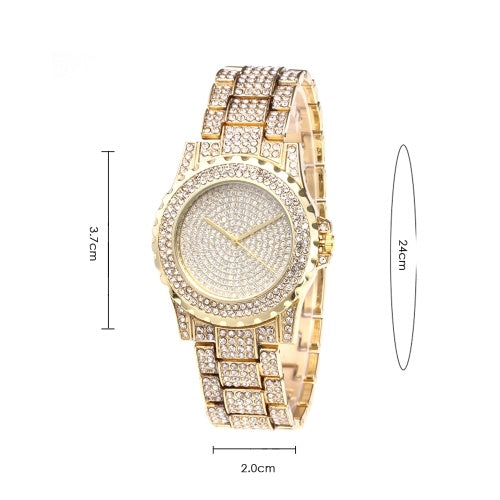 Crystal Starry Quartz Women Watch Fashionable Casual Alloy Skeleton Watch Wristwatch for Lady