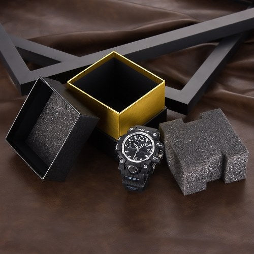 YAZOLE Watch Box Organizer Rectangular Watch Boxes Gift Packaging Box for Watch Bracelet Jewelry (Black & Gray)