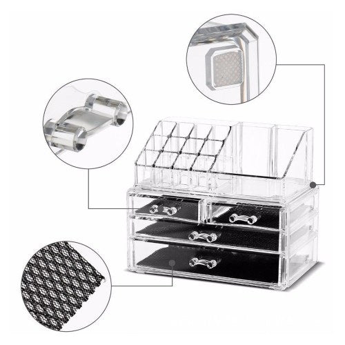 Transparents Acrylic Lipstick Storage Case Desktop Jewelry Storage Case With Drawer