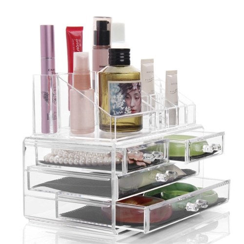 Transparents Acrylic Lipstick Storage Case Desktop Jewelry Storage Case With Drawer