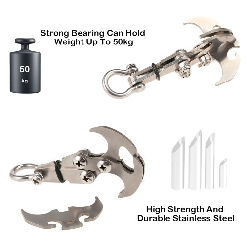 Stainless Steel Survival Folding Grappling Gravity Hook Carabiner Outdoor Foldable Climbing Claws