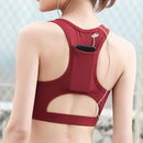 Yoga shockproof sports bra back pocket Padded Racerback Sports Bras