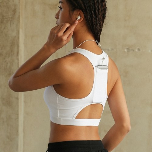 Yoga shockproof sports bra back pocket Padded Racerback Sports Bras