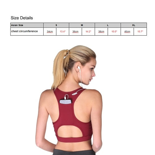 Yoga shockproof sports bra back pocket Padded Racerback Sports Bras