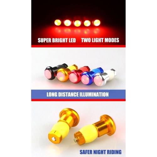 1 Pair Bar End Plug Lights Aluminum Alloy Handlebar End Cap Safety Lamps