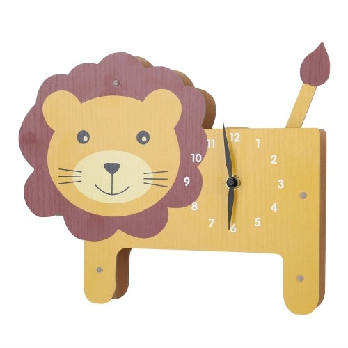 Tooarts Cartoon Animal Clock, Swinging Lion Clock, MDF Wooden Clock, Wall Clock for Kids Room Living Room, Home Decor, No Assembly Required, One AA Battery Operated(not included)