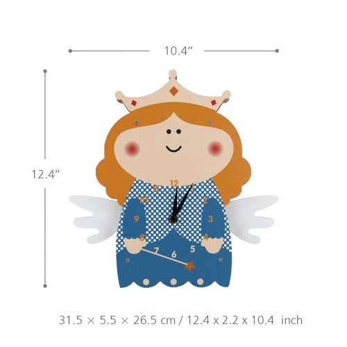 Tooarts Cartoon Clock, Swinging Angel Clock, MDF Wooden Wall Clock, Clock for Kids Room Living Room, Home Decor, Easy to Install, One AA Battery Operated(not include)