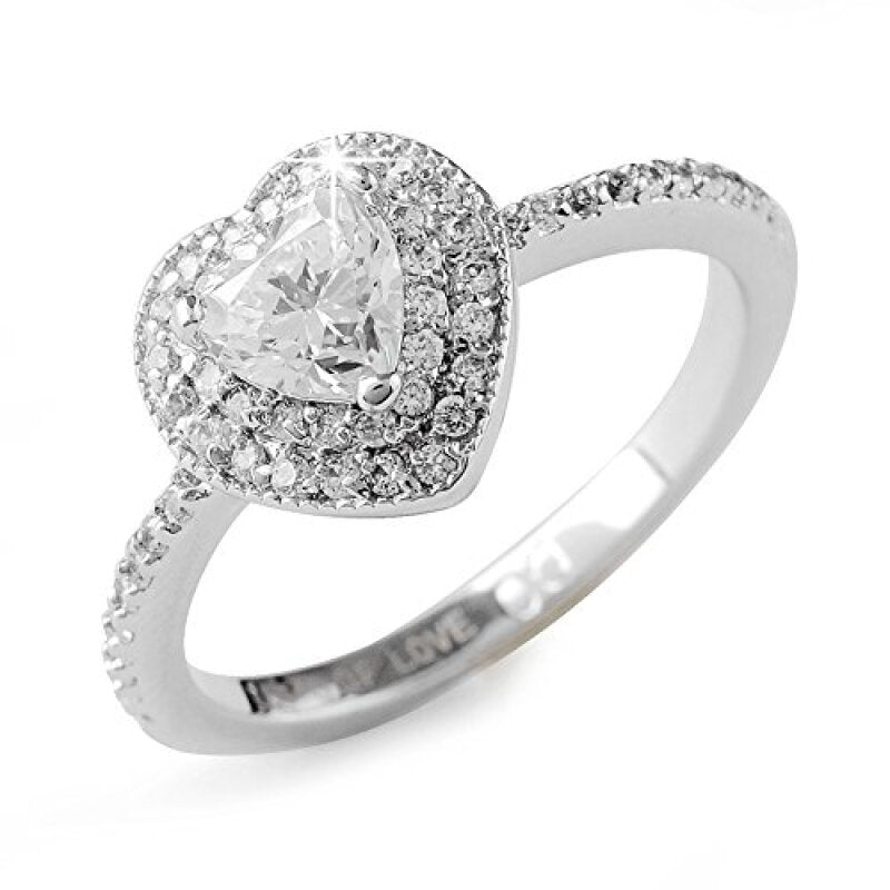 Aiyaya Premium White Crystal Engagement Ring - Silver