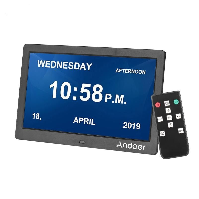 EU Plug Andoer 10 Inch Digital Frame Clock Alarm - Black