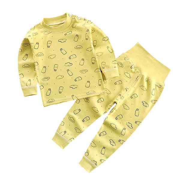 Autumn Cartoon Print Sleepwear - Yellow