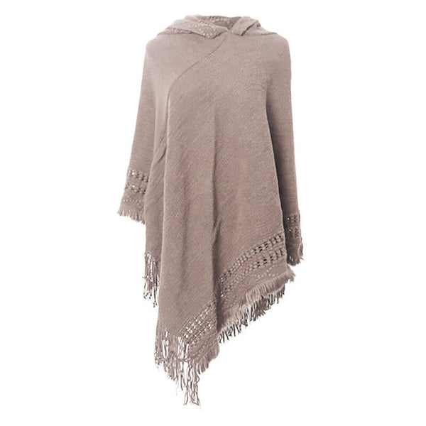 Autumn Winter Knitted Pullover Scarf Cape - Khaki