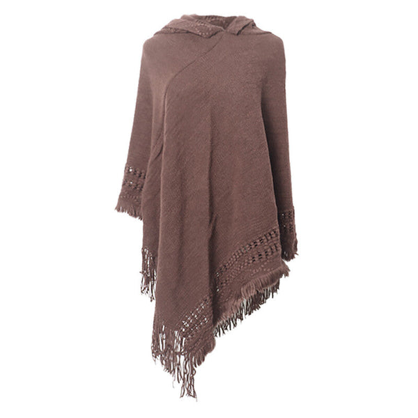 Autumn Winter Knitted Pullover Scarf Cape - Rose Gold