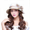 B-3144 Women Korean Beach Flower Hat - Beige