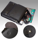 Vintage Men Shoulder Bag PU Leather Flap Top Casual Business Briefcase Crossbody Messenger Bag Coffee