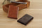 Men Money Clip Wallet Genuine Leather Short Card Holder Trifold Magnet Business Mini Wallet Coffee/Brown