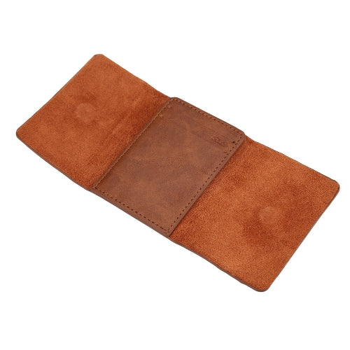 Men Money Clip Wallet Genuine Leather Short Card Holder Trifold Magnet Business Mini Wallet Coffee/Brown