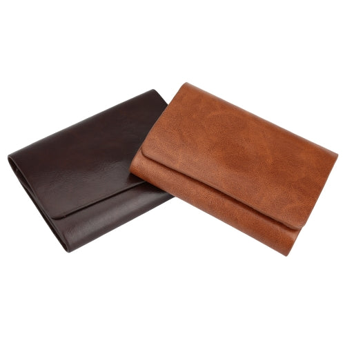 Men Money Clip Wallet Genuine Leather Short Card Holder Trifold Magnet Business Mini Wallet Coffee/Brown