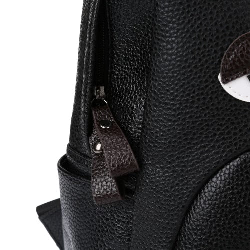 Fashion Women Backpack Animal Pattern PU Leather Zipper Closure School Travel Shoulder Bags Black1/Black2