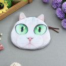 Cute Fashion Women Mini Coin Purse Wallet Cat Animal Head Print Zipper Closure Small Clutch Bag