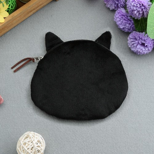 Cute Fashion Women Mini Coin Purse Wallet Cat Animal Head Print Zipper Closure Small Clutch Bag