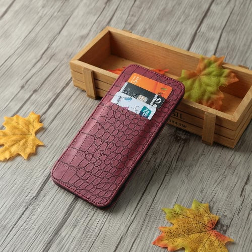 Women Long Wallet Crocodile Pattern Bi-fold Elastic Band PU Purse Clutch Bag Cash Card Holder Burgundy/Blue/Pink