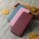 Women Long Wallet Crocodile Pattern Bi-fold Elastic Band PU Purse Clutch Bag Cash Card Holder Burgundy/Blue/Pink