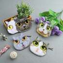 Cute Fashion Women Coin Purse Cat Animal Head Print Zipper Closure Mini Wallet Small Clutch Bag