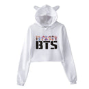 BTS Women Long Sleeve Hoodie Pullover - White