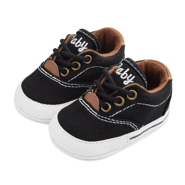 Baby Canvas High Quality Anti Slip Rubber Shoes - Black