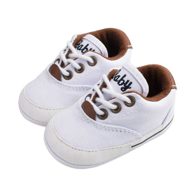 Baby Canvas High Quality Anti Slip Rubber Shoes - White