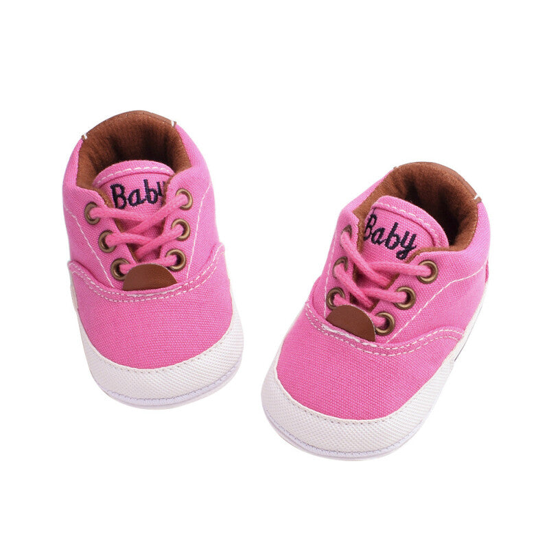 Baby Canvas High Quality Anti Slip Rubber Shoes - Pink