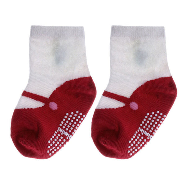 Baby Girls Anti-Slip Socks - Red