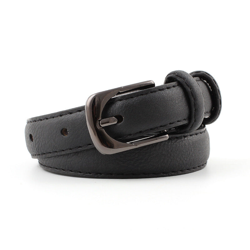 Badinka Skinny Waist Vintage Buckle Belt - Black