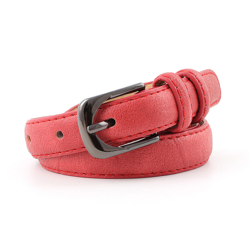 Badinka Skinny Waist Vintage Buckle Belt - Red