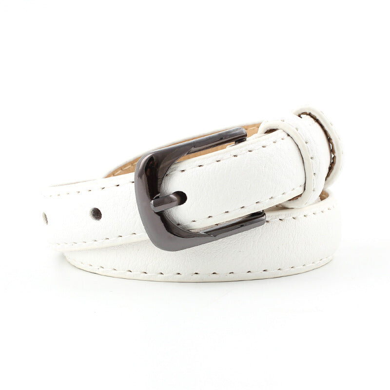 Badinka Skinny Waist Vintage Buckle Belt - White