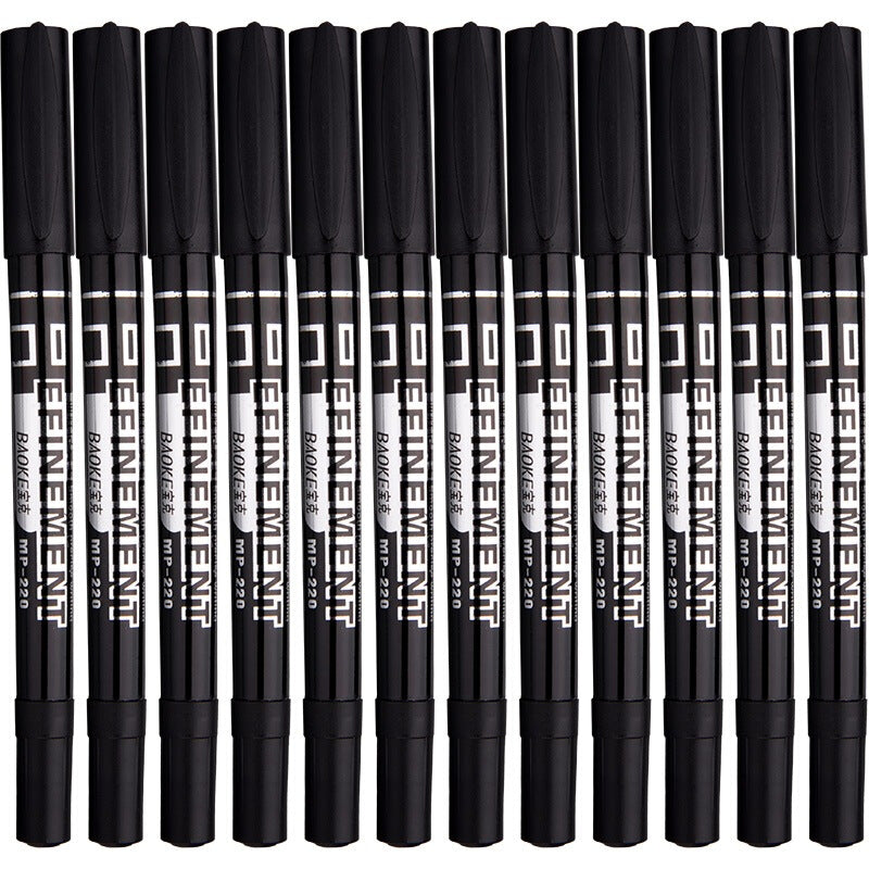 Baoke Premium 12Pcs Oily Double Head Marker - Black