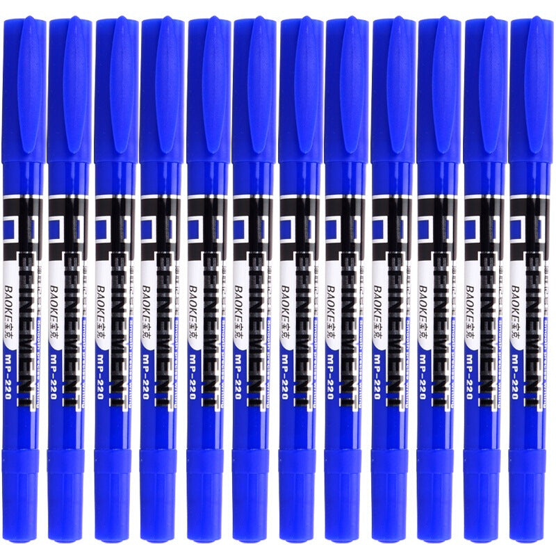 Baoke Premium 12Pcs Oily Double Head Marker - Blue