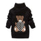 Bear Crochet Knit Sweater - Black