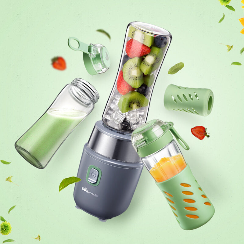 Bear LLJ-D05E1 Portable Juicer w/ 2 Bottles - Silver