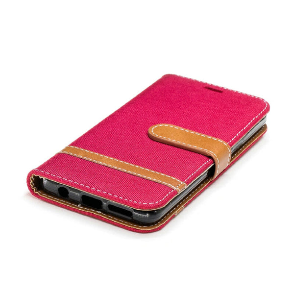 Befospey Premium Samsung Denim Leather Case - Red