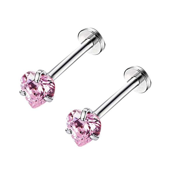 Bluelans Fashionable Heart Pattern Studs - Pink