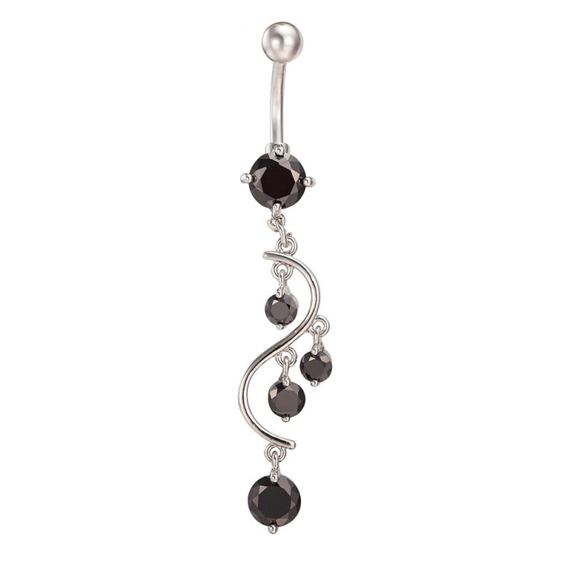 Bluelans Fashionable Navel Barbell Ring - Black