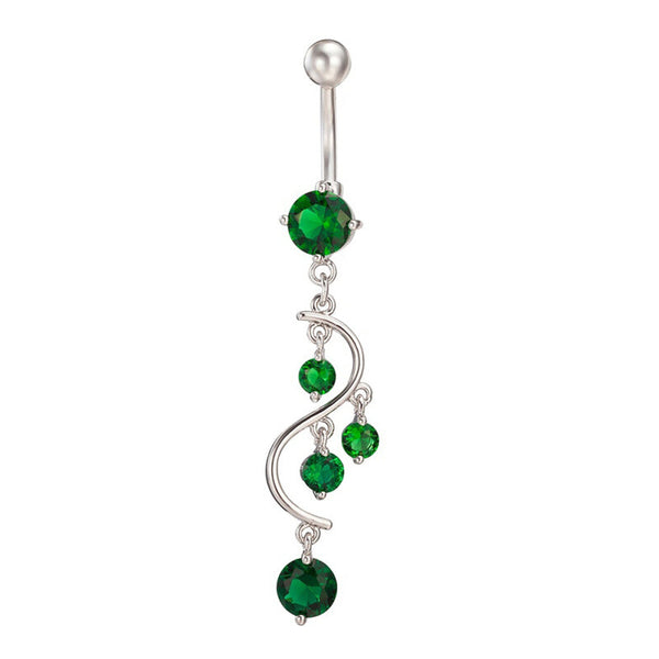 Bluelans Fashionable Navel Barbell Ring - Green