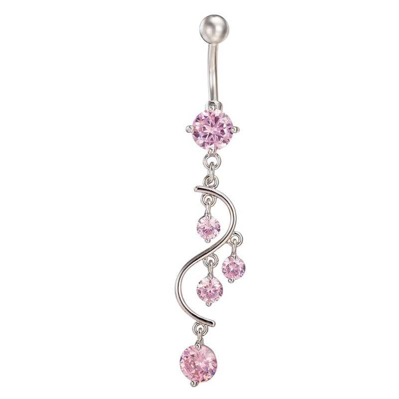 Bluelans Fashionable Navel Barbell Ring - Pink