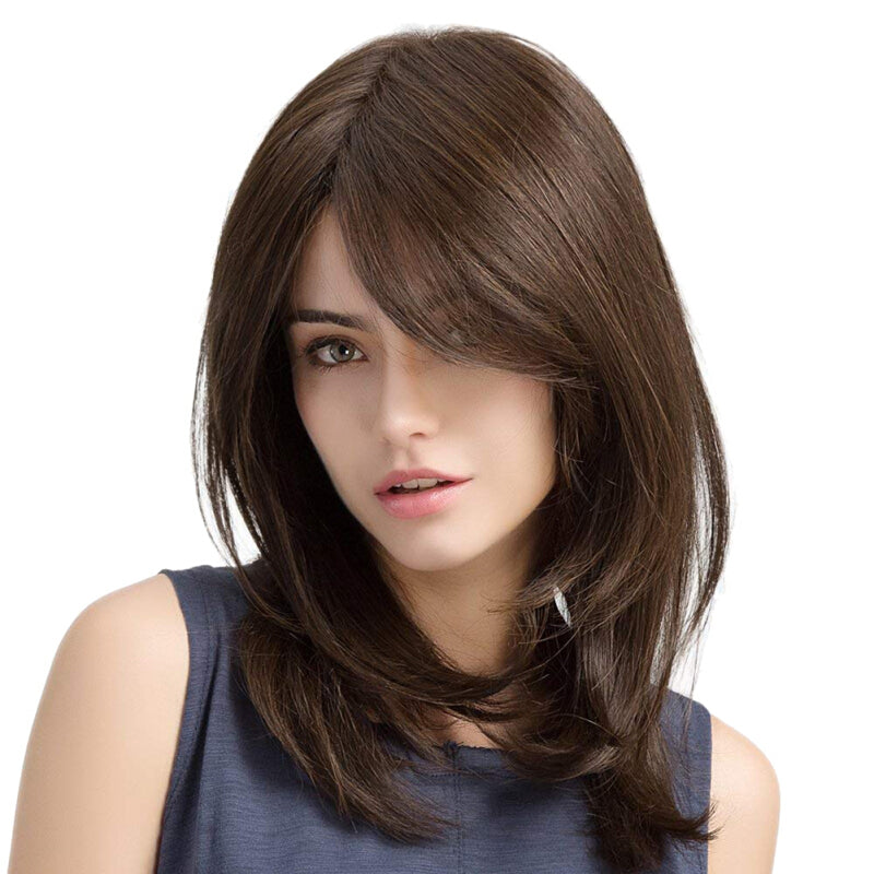 Bluelans Women Natural Long Wavy Wig - Dark Brown