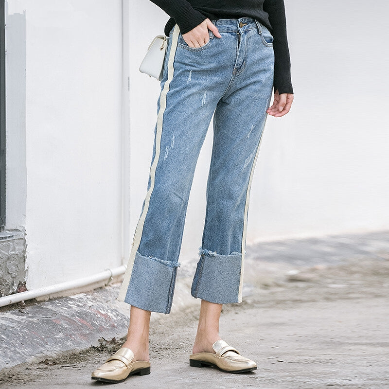 Casual Ankle Length Straight Jeans - Sky Blue