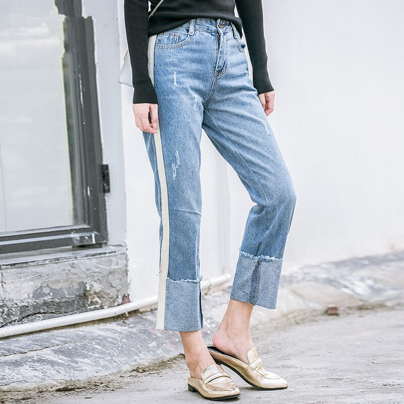 Casual Ankle Length Straight Jeans - Sky Blue